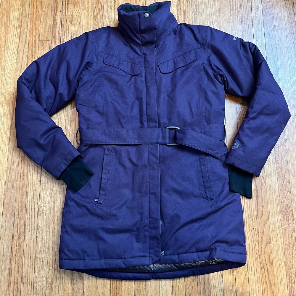 Columbia Coat Womens Small Omni Heat Ling Belted Down Puffer Jacket Purple